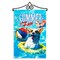 G128 Combo Pack Garden Flag Hanger 14IN & Garden Flag Summer Fun with Dog in Pool 12x18IN Printed 150D Polyester